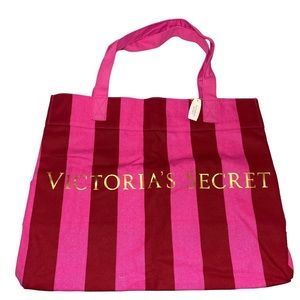 NWT Victoria’s Secret Pink and Red Striped‎ Tote bag
